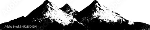 High contrast abstract mountain scene in stencil style for adventure design