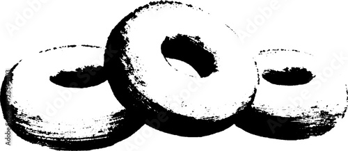 Abstract stencil style bagel composition with sesame texture for modern design