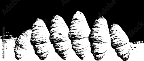 Abstract stencil style pastries in bakery window design for decoration and art