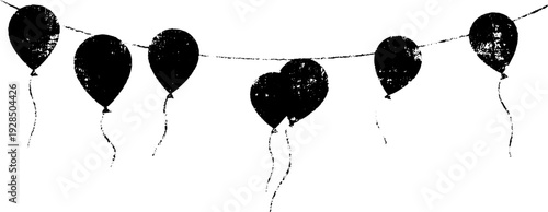 Abstract stencil style balloon garland with curls for party decor and design elements