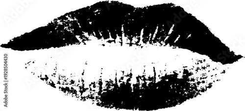 Grunge lip stencil design in high contrast style for creative art projects