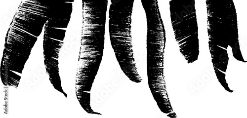 Abstract banana fiber strands in high contrast stencil design