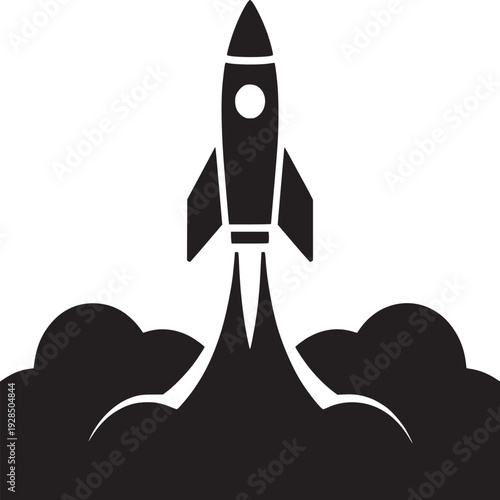 Bold rocket launch illustration symbolizing innovation and ambition for a modern startup brand