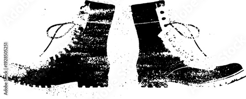Grunge boot sole splash stencil design for prints and posters