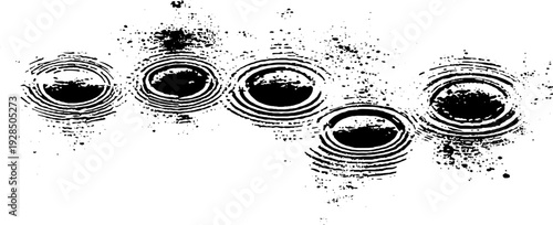 Abstract stencil style boot tray puddle rings design