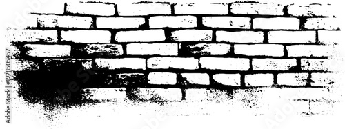 Urban graffiti stencil art on brick wall in high contrast style