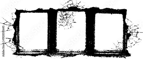 High contrast abstract broken window frame stencil design for artistic projects