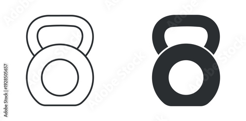 Kettlebell  icon set, gym weight symbol, strength training vector illustration