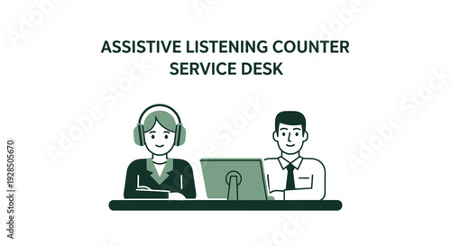 Assistive Listening Service Desk Employees Working Together At The Counter For Assistance