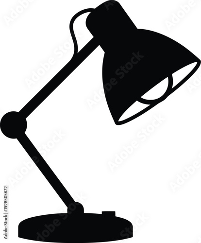 Black desk lamp silhouette with adjustable arm and shade