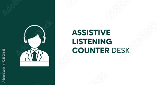 Assistive Listening Counter Desk Sign With Modern Iconography For Optimal Service