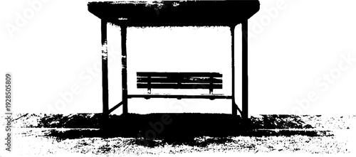 High contrast stencil style bus stop shelter - abstract urban design concept