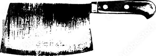 Vintage butcher shop cleaver in high contrast stencil style for rustic designs