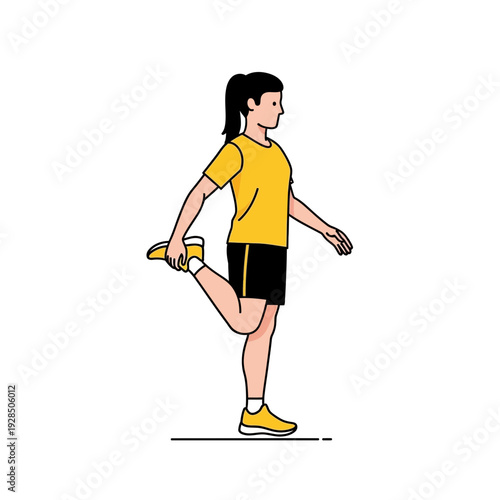 Athlete Performing Quadriceps Stretch Exercising In Activewear Isolated On White Background