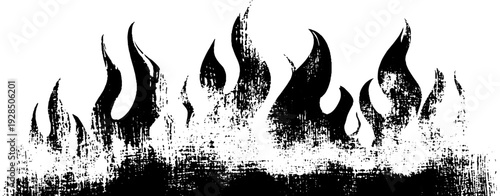 High contrast campfire flame icon in stencil style for design and decoration
