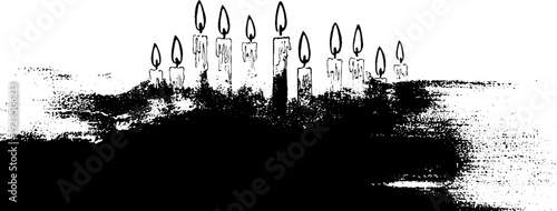 Abstract high contrast candle wick glow in stencil style for holiday design