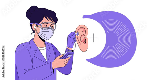Audiology Professional Performing Hearing Test On a Patient With a Digital Device