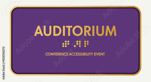 Auditorium Signage Indicating Conference Accessibility Event in a Modern Design