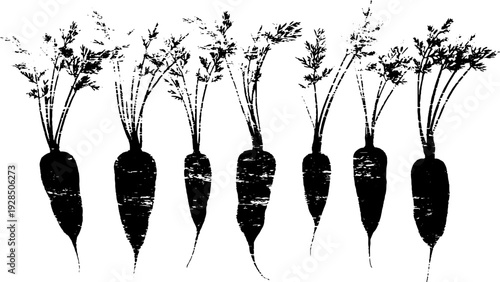 High contrast carrot silhouette stencil art for rustic decor or nature designs