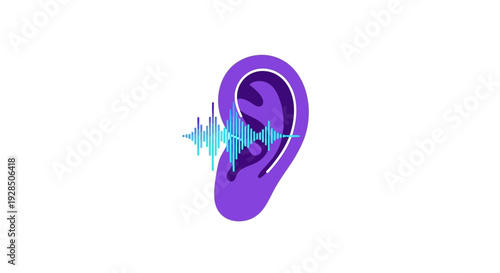Auditory Perception: Conceptual Illustration Of Sound Wave Interacting With Human Ear.