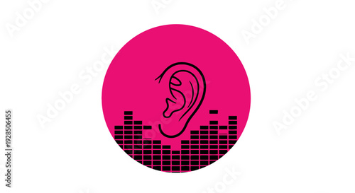 Auditory Perception Icon Featuring An Ear And Sound Wave Representation