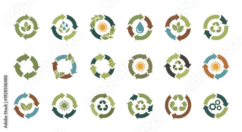 Set of eco friendly recycling icons