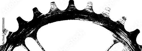 Abstract chainring teeth stencil design in high contrast for industrial art