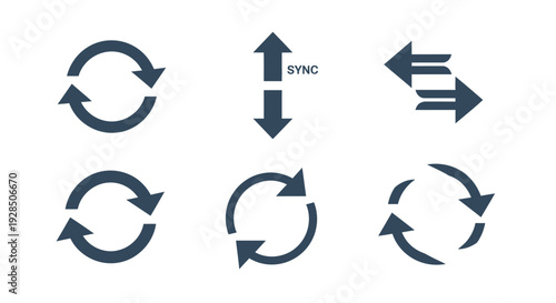 Synchronization Icons Set, Data Exchange and Update Concept
