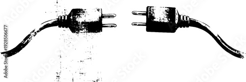 High contrast wet stencil charger plug prongs for modern abstract design