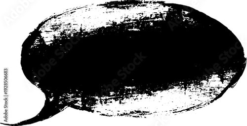 Abstract grunge chat bubble with tail in stencil style for creative design