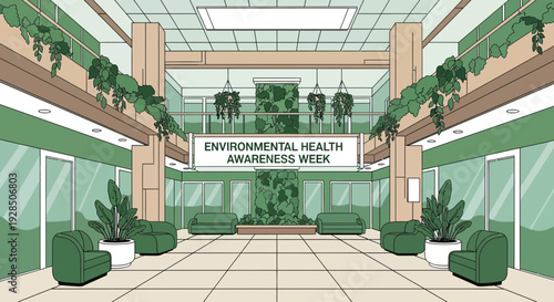 Awareness Campaign In A Modern Interior With Plants And Environmental Theme