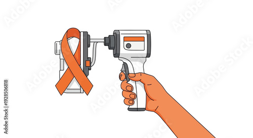 Awareness Measurement: Temperature Checks and Orange Ribbon Symbolizing Support for Health Concerns