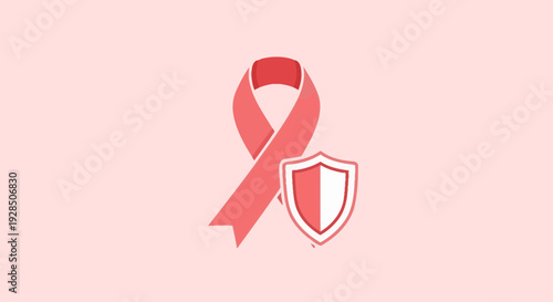 Awareness Ribbon And Shield Symbolizing Support And Protection Against Disease