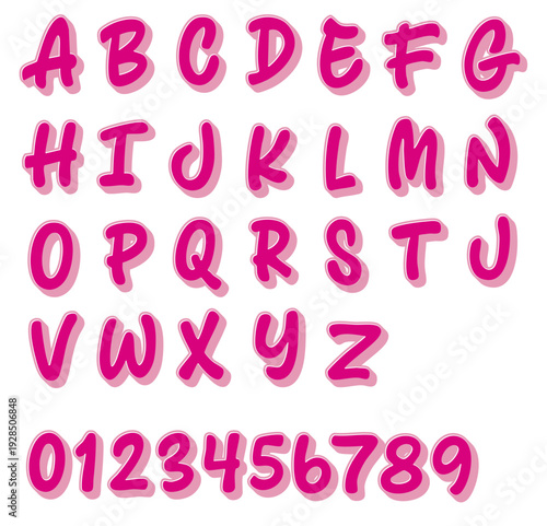 Decorative pink uppercase alphabet, perfect for posters, invitations, feminine graphics, and creative projects related to Women’s Day or romantic themes.