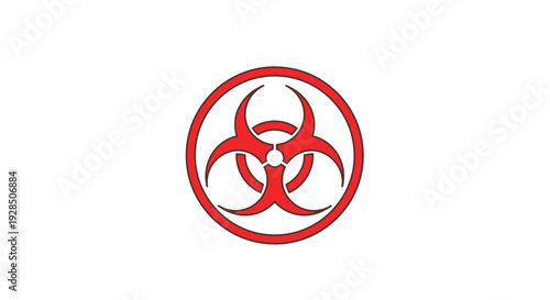 Biohazard Symbol In A Red Circle On A White Background Signifying Potential Danger