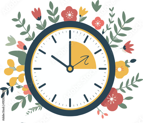 Daylight Saving Time icons set. Spring Forward and Fall Back Time. Daylight symbol with alarm clocks.
