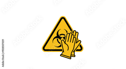 Biohazard Warning Symbol And Protective Gloves Suggesting Hazardous Material Safety