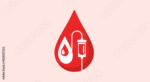 Blood Donation Symbol Depicting Intravenous Infusion in Graphic Representation