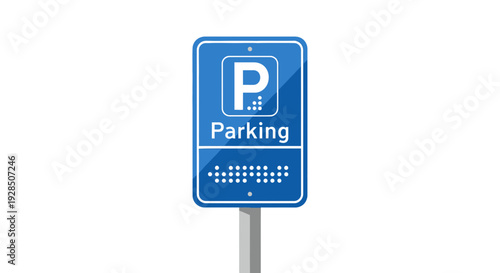 Blue Parking Sign Indicates Designated Spot For Vehicles On a White Background