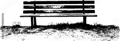 Urban park bench silhouette in high contrast abstract stencil art for design projects