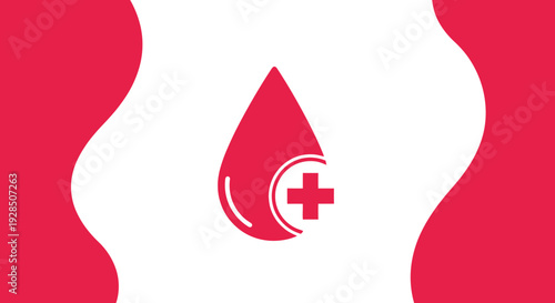 Blood Donation Symbol With Plus Sign Representing Medical Help and Healthcare Assistance