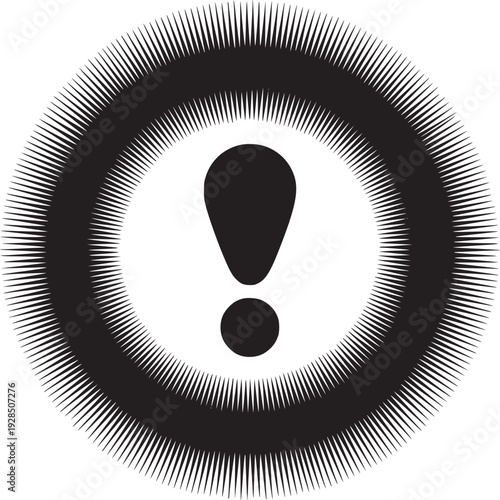 Attention grabbing exclamation mark symbol with radiating lines for warnings and alerts in eye-catching design