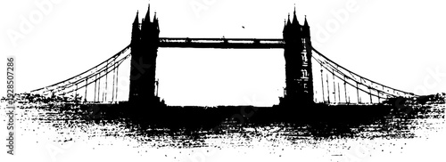 Iconic city bridge in high contrast silhouette stencil style for urban design