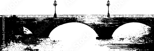City bridge silhouette in high contrast stencil style
