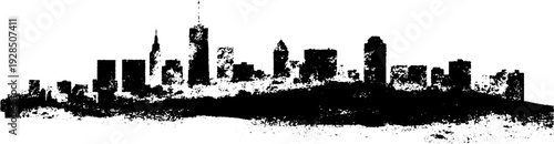 Abstract stencil city skyline at night in high contrast design for urban decor