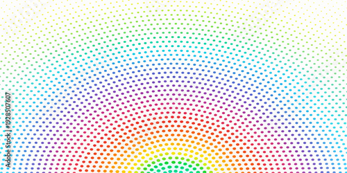 An abstract colorful rainbow background featuring a seamless halftone dot pattern and artistic mosaic textures creates a vibrant vector illustration for a modern wallpaper design