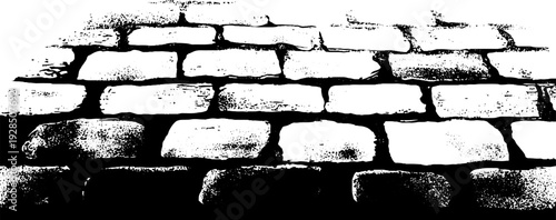 High contrast cobblestone street stencil for urban design and decor