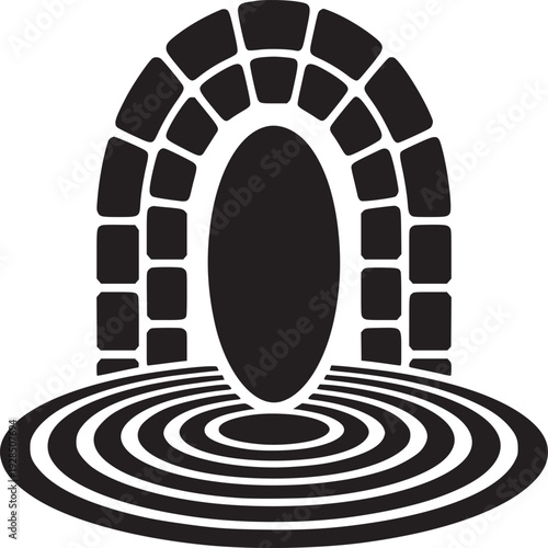 Mysterious portal beckons, offering passage to unknown realms beyond the concentric rings of reality itself