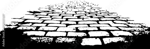 Cobblestone street pattern in high contrast stencil design for urban retro themes