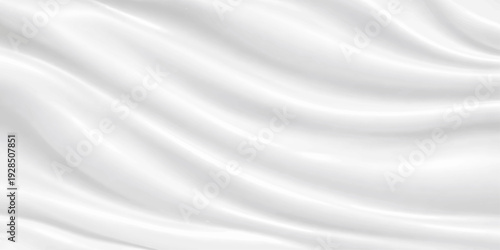 Elegant white silk and satin fabric background featuring smooth flowing waves and a soft luxury textile texture for a shiny wedding drapery backdrop design